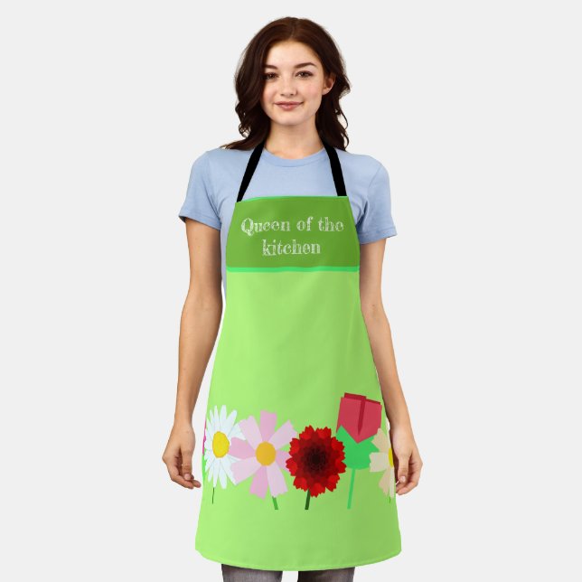 Vibrant Meadow - Abstract Floral Art Apron (Worn)
