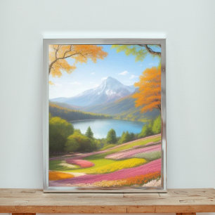 Vibrant Meadows: A Mountain Oasis Painting Photo Print