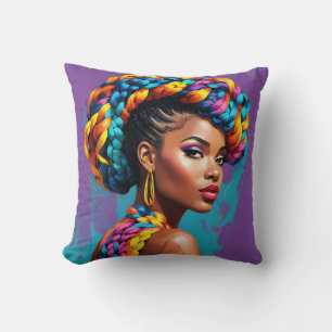 Vibrant Melanin Woman - Pop Art Inspired Cushion