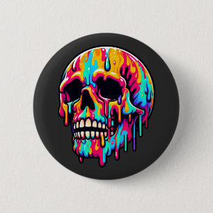 Vibrant Melting Skull 6 Cm Round Badge