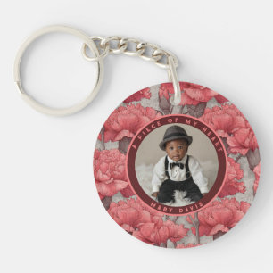 Vibrant memory tribute Carnation Floral Key Ring