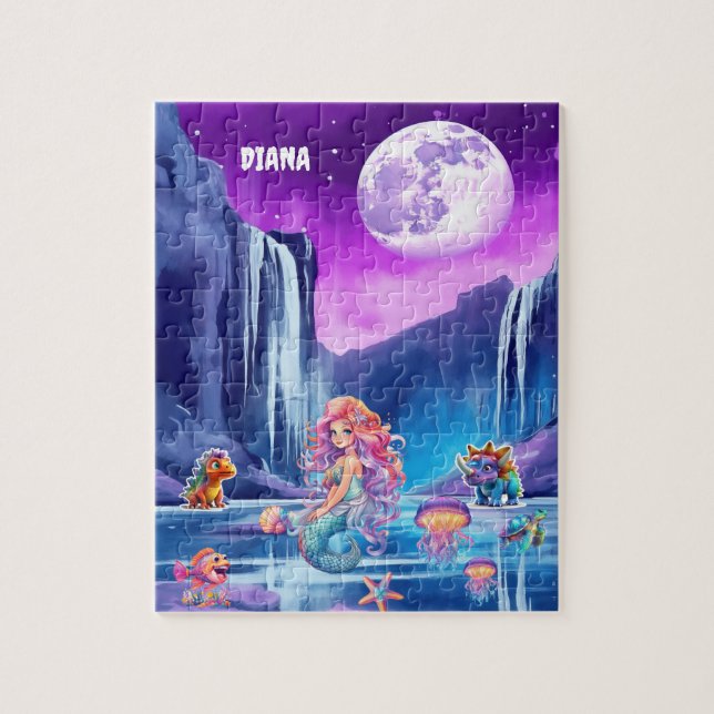 VIBRANT MERMAID, DINOSAUR, SEA CREATURES PUZZLE (Vertical)