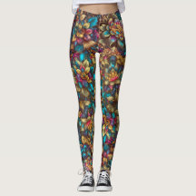 Vibrant Metallic Floral Garden leggings – Pretty