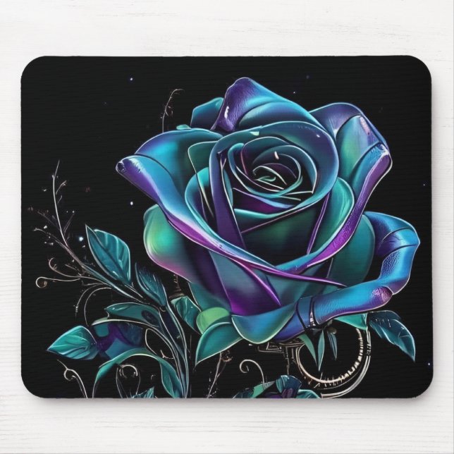 Vibrant Metallic Rose Mouse Pad (Front)
