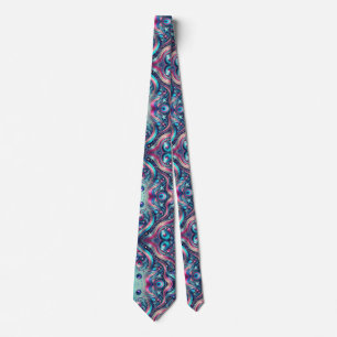 Vibrant Metallic Teal Pink Blue Gold Purple Stars Tie