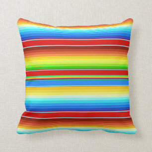 Vibrant Mexican Blanket Traditional Spanish Serape Cushion