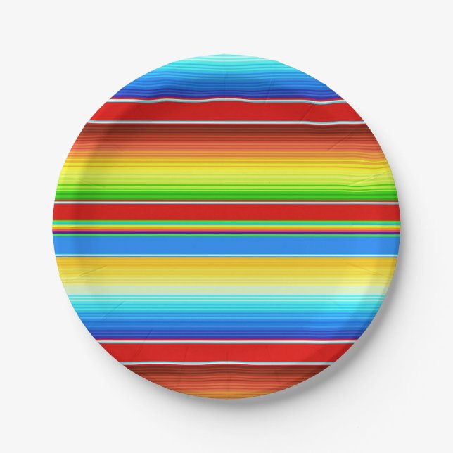 Vibrant Mexican Blanket Traditional Spanish Serape Paper Plate (Front)