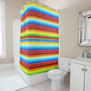 Vibrant Mexican Blanket Traditional Spanish Serape Shower Curtain