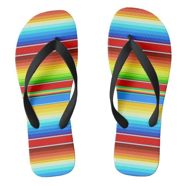 Vibrant Mexican Blanket Traditional Spanish Serape Thongs (Footbed)