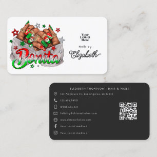 Vibrant Mexican Bonita Nail Salon Branding Design Business Card