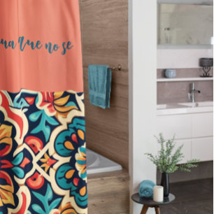 Vibrant Mexican Cantaro Design Customizable Shower Curtain