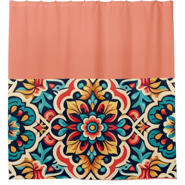 Vibrant Mexican Cantaro Design Shower Curtain (Front)