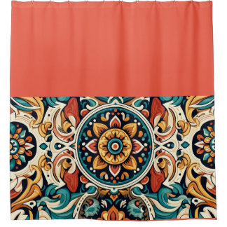 Vibrant Mexican Cantaro Design Shower Curtain
