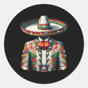 Vibrant Mexican Charro Suit Traditional Mariachi Classic Round Sticker