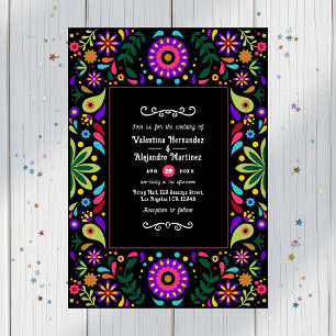 Vibrant Mexican Fiesta Floral Wedding Invitation