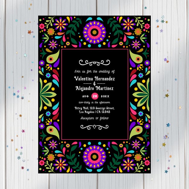 Vibrant Mexican Fiesta Floral Wedding Invitation (Vibrant Mexican Fiesta Floral Wedding Invitation)