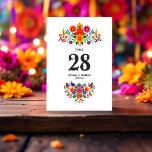 Vibrant Mexican Fiesta Floral Wedding Table Number<br><div class="desc">Add a splash of vibrant colour to your Mexican Fiesta-themed wedding with these beautifully designed floral table number cards. Featuring bold, festive florals in bright, lively hues, these cards are perfect for directing your guests to their seats while enhancing your fiesta-inspired decor. Ideal for a Cinco de Mayo celebration or...</div>