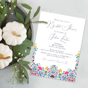 Vibrant Mexican Fiesta Rainbow Bridal Shower Invitation