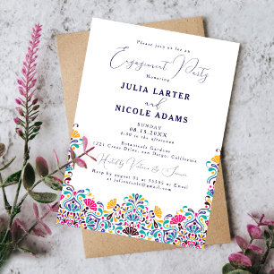 Vibrant Mexican Fiesta Rainbow Engagement Party Invitation