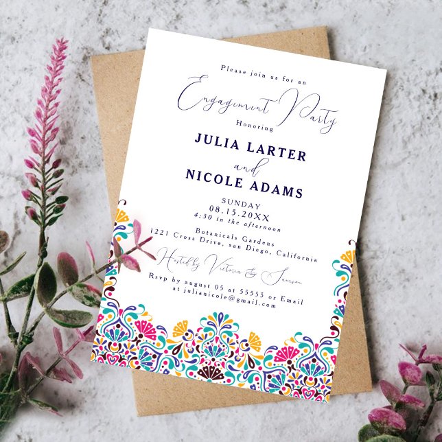 Vibrant Mexican Fiesta Rainbow Engagement Party Invitation (Creator Uploaded)