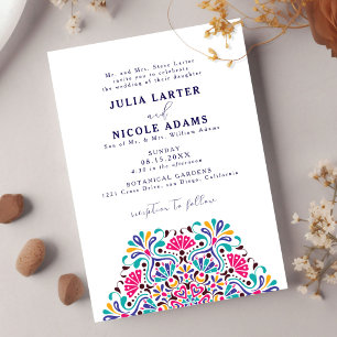 Vibrant Mexican Fiesta Rainbow Mandala Wedding Invitation