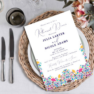Vibrant Mexican Fiesta Rainbow Rehearsal Dinner Invitation