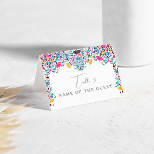 Vibrant Mexican Fiesta Rainbow Wedding Place Card