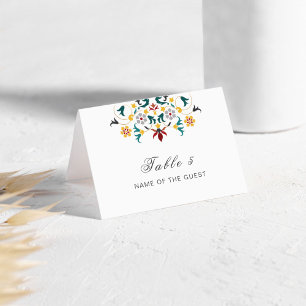 Vibrant Mexican Fiesta Style Rainbow Place Card