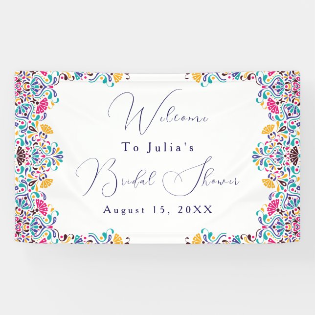Vibrant Mexican Fiesta Style Rainbow Wedding Banner (Horizontal)