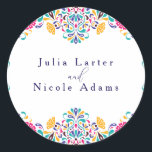 Vibrant Mexican Fiesta Style Rainbow Wedding Classic Round Sticker<br><div class="desc">Beautiful Invitation to celebrate Special occasions and festivals comes with digital and E-invitation as per your request. We would love to replicate our designs to make multiple products like rsvp cards, labels envelopes, and more. Customisation is available for ready to print on request at info@shamaurcreatif@gmail.com. Look Forward to hearing from...</div>