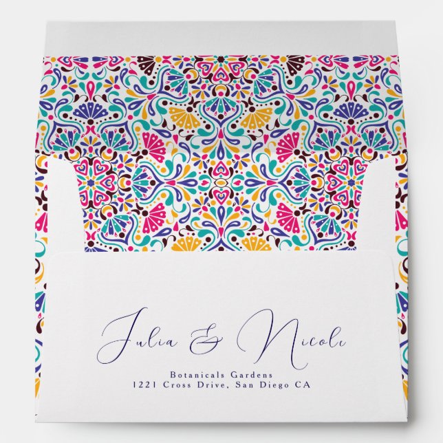 Vibrant Mexican Fiesta Style Rainbow Wedding Envelope (Back (Bottom))