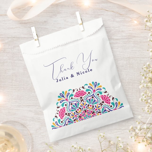 Vibrant Mexican Fiesta Style Rainbow Wedding Favour Bag (Clipped)