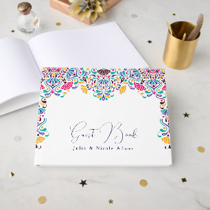Vibrant Mexican Fiesta Style Rainbow Wedding Guest Book