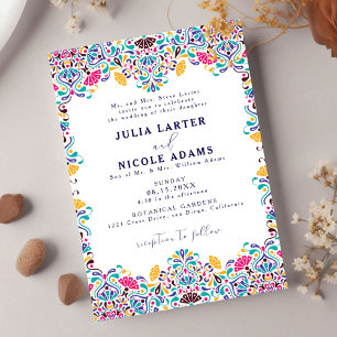 Vibrant Mexican Fiesta Style Rainbow Wedding Invitation