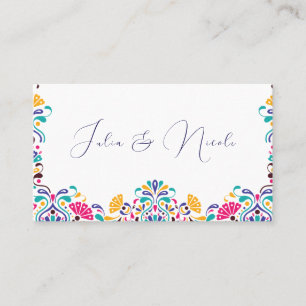 Vibrant Mexican Fiesta Style Rainbow Wedding Place Card