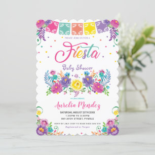 Vibrant Mexican Floral Fiesta Baby Shower Girl   Invitation