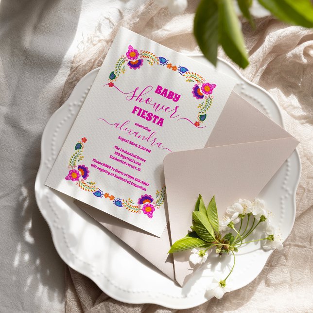 Vibrant Mexican Floral Fiesta Baby Shower Girl Invitation (Creator Uploaded)