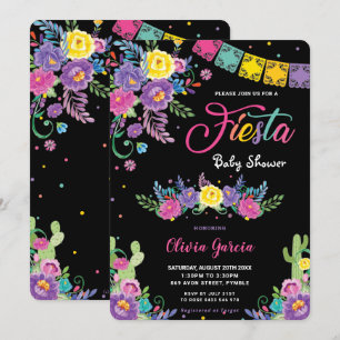 Vibrant Mexican Floral Fiesta Baby Shower Girl  Invitation