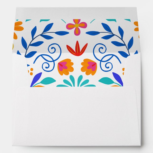 Vibrant Mexican Floral Fiesta Wedding Envelope (Back (Bottom))