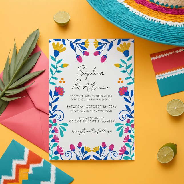 Vibrant Mexican Floral Fiesta Wedding Invitation (Vibrant Mexican Floral Fiesta Wedding Invitation)