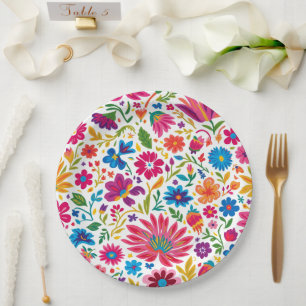 Vibrant Mexican Floral Fiesta Wedding Paper Plate
