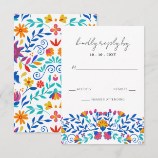Vibrant Mexican Floral Fiesta Wedding RSVP Card