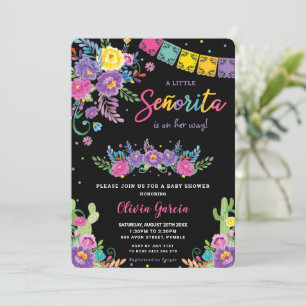 Vibrant Mexican Floral Señorita Baby Shower Girl   Invitation