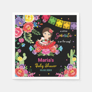 Vibrant Mexican Flowers Señorita Girl Baby Shower Napkin