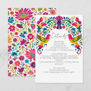 Vibrant Mexican Otomi Birds Floral Fiesta Wedding Enclosure Card
