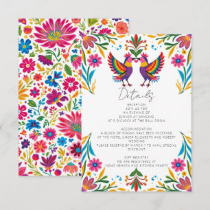 Vibrant Mexican Otomi Birds Floral Fiesta Wedding Enclosure Card