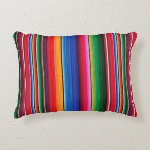 Vibrant Mexican Striped Western Design Decorative Cushion