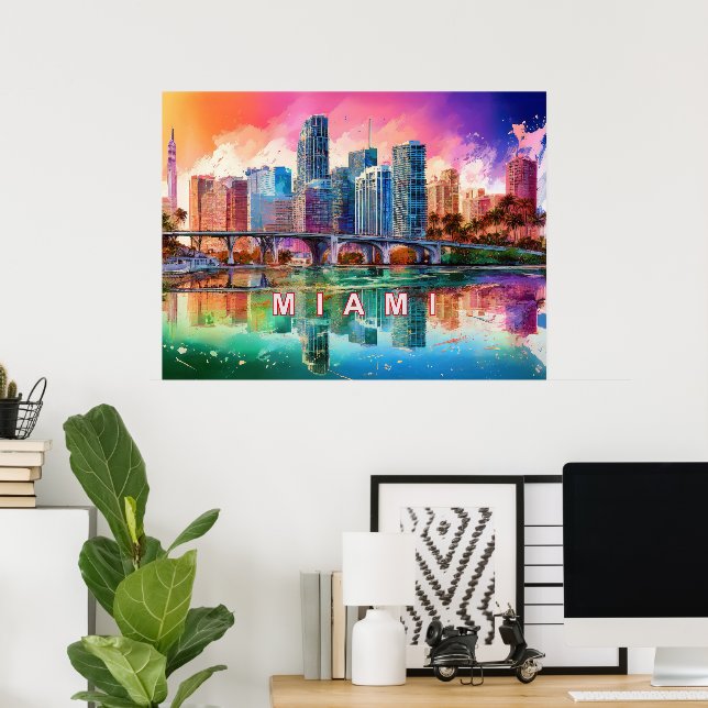 Vibrant Miami Abstract Art Poster  (Home Office)