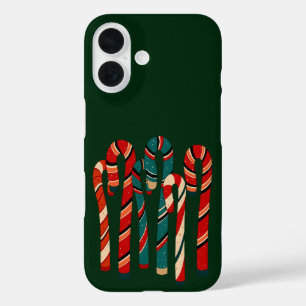 Vibrant Mid Century Modern Christmas Candy Cane iPhone 16 Case