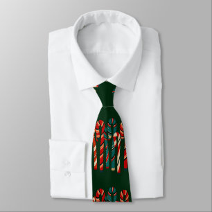 Vibrant Mid Century Modern Christmas Candy Cane Tie